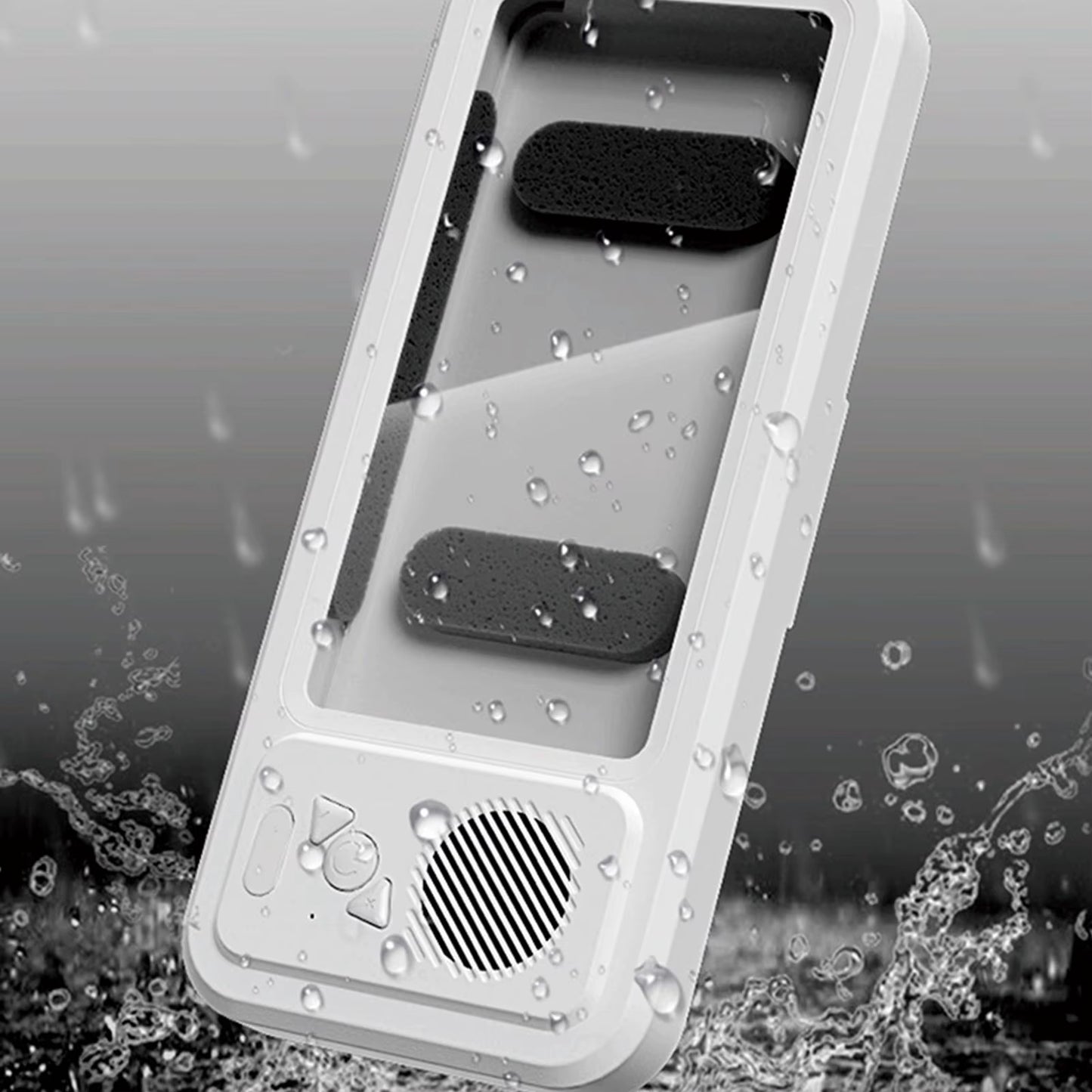 Waterproof Shower Phone Holder with Speaker 360 Rotation Suction Cup Stand Waterproof Case for Bathroom Mirror Wall Car Vent