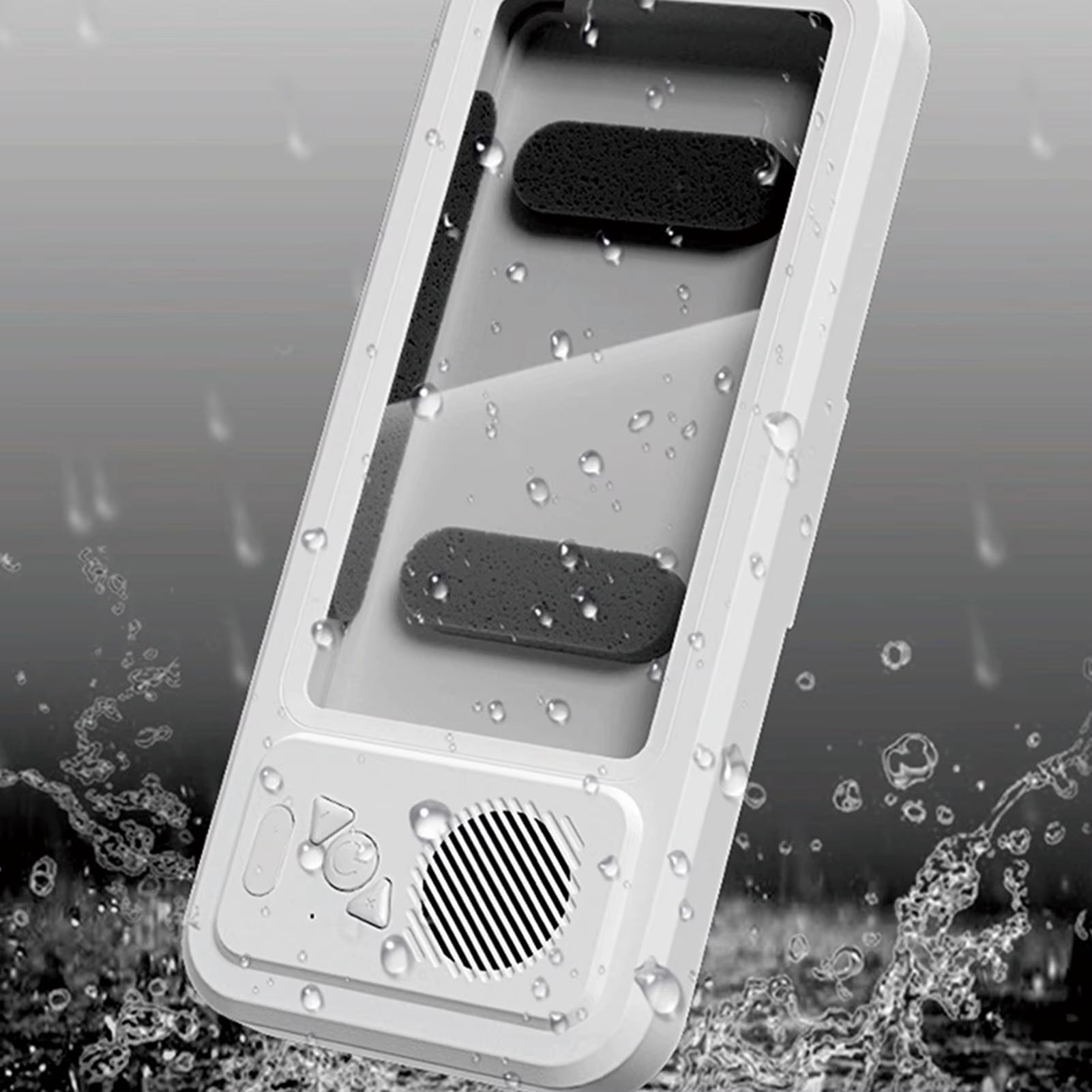 Waterproof Shower Phone Holder with Speaker 360 Rotation Suction Cup Stand Waterproof Case for Bathroom Mirror Wall Car Vent